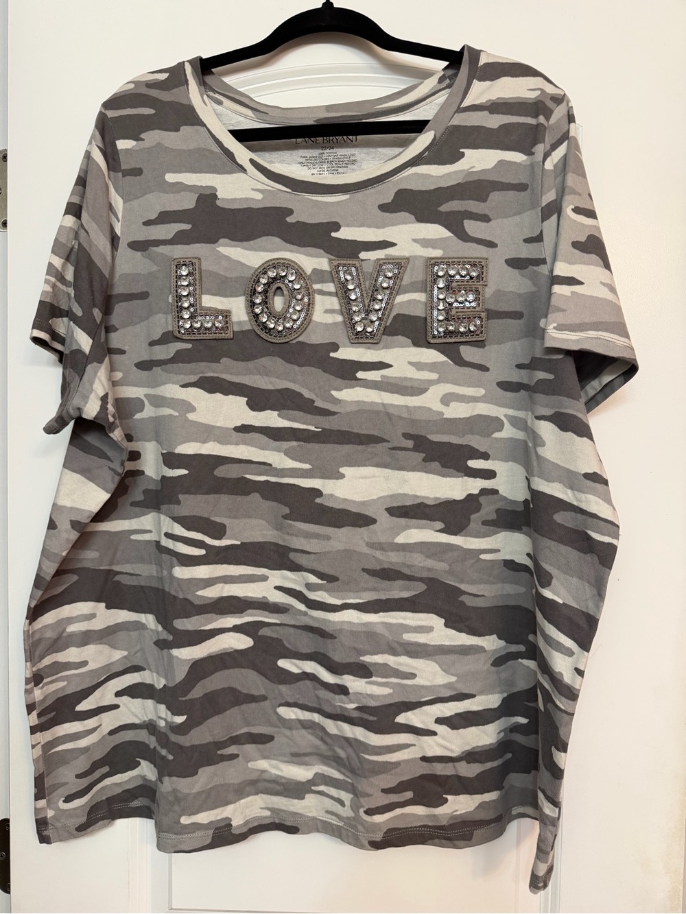 Lane Bryant Embellished LOVE Camo T-Shirt
